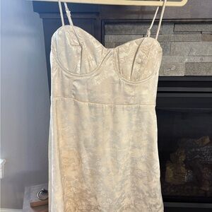 Princess Polly Cream Jacquard Dress